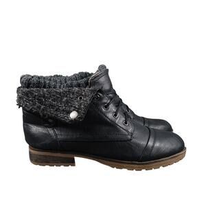 Refresh Shoes Womens 8.5 Ankle Booties Casual Lace Up Knit Collar Biker Moto